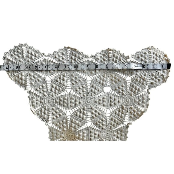 Crocheted Antimacassar Lot Of 3 White Popcorn Doilies Handmade MCM Granny Core - Picture 10 of 16